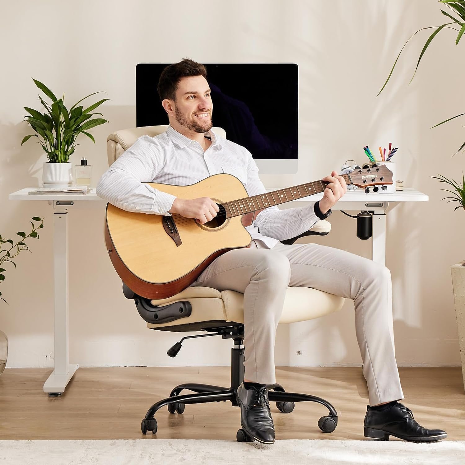 Sweetcrispy Leather Office Chair