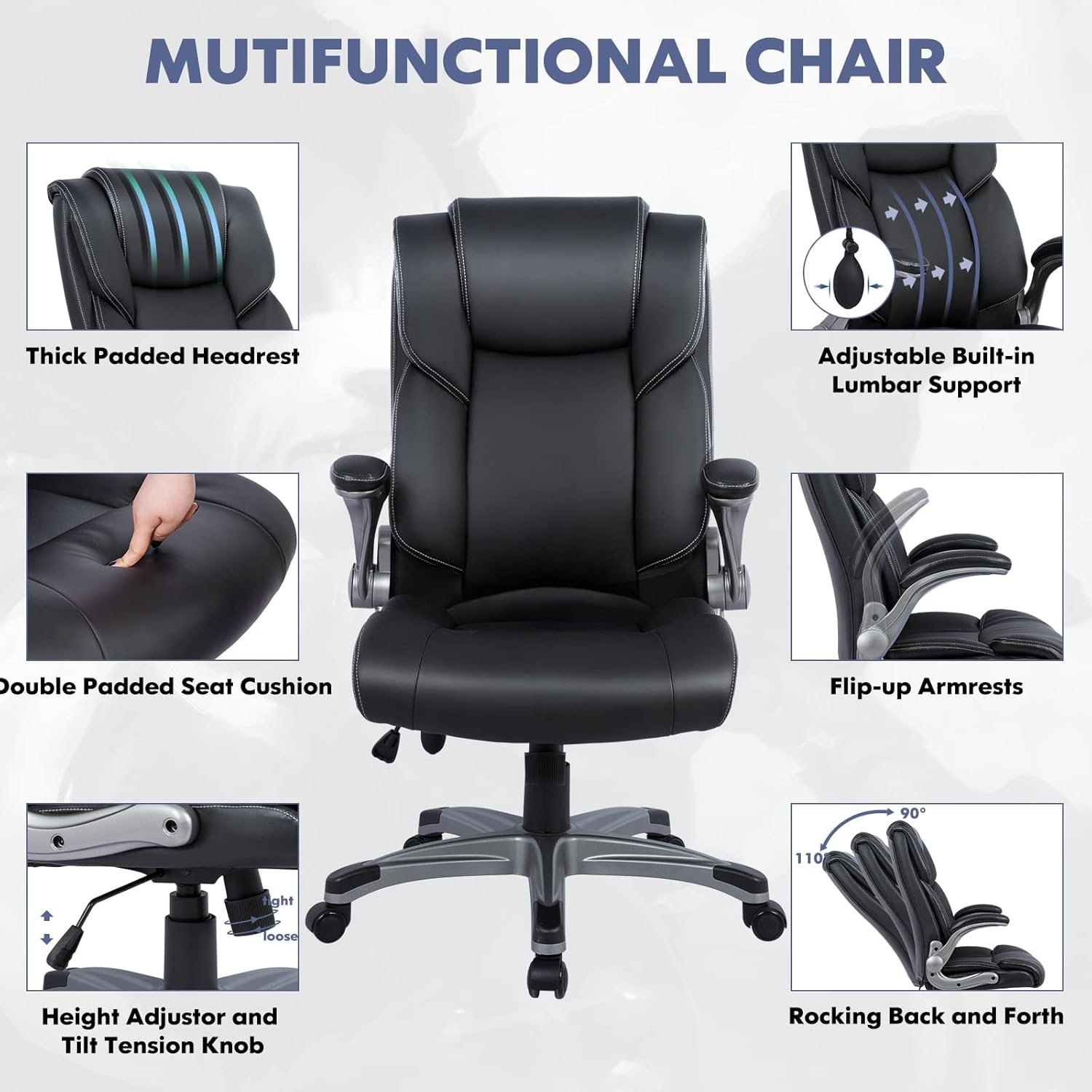 COLAMY Executive Leather Office Chair